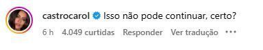 Carol Castro critica anúncio de Virginia como rainha da Grande Rio